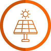 solar panel línea naranja circulo icono vector