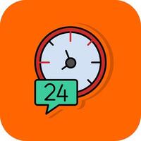 24 horas lleno naranja antecedentes icono vector
