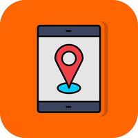 móvil GPS lleno naranja antecedentes icono vector