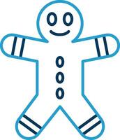 Gingerbread Man Line Blue Two Color Icon vector