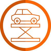 Car Lift Line Orange Circle Icon vector