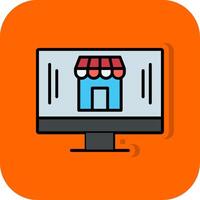 en línea Tienda lleno naranja antecedentes icono vector