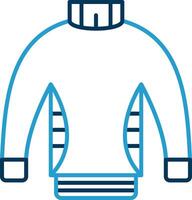 suéter línea azul dos color icono vector
