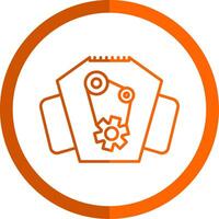 motor línea naranja circulo icono vector