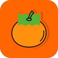 Persimmon Filled Orange background Icon vector