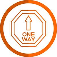 One Way Line Orange Circle Icon vector