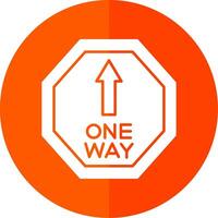 One Way Glyph Red Circle Icon vector