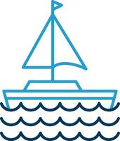 Sail Boat Line Blue Two Color Icon vector