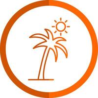 Plam Tree Line Orange Circle Icon vector