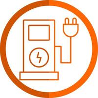 Electric Charge Line Orange Circle Icon vector