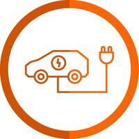 Electric Car Line Orange Circle Icon vector