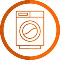 Washing Machine Line Orange Circle Icon vector