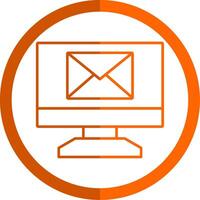 Monitor Line Orange Circle Icon vector