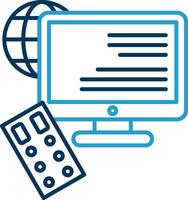 Remote Access Line Blue Two Color Icon vector