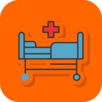 Hospital bed Filled Orange background Icon vector