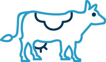 vaca línea azul dos color icono vector