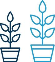 crecer planta línea azul dos color icono vector