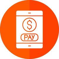 Mobile Payment Glyph Red Circle Icon vector