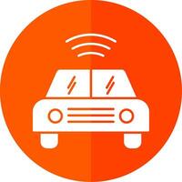 Autonomous Car Glyph Red Circle Icon vector