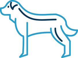 perro línea azul dos color icono vector