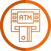 Atm Machine Line Orange Circle Icon vector