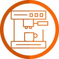 Coffee Machine Line Orange Circle Icon vector