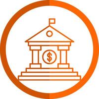 Bank Line Orange Circle Icon vector