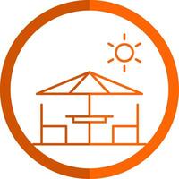 terraza línea naranja circulo icono vector