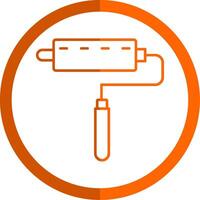 Lint Roller Line Orange Circle Icon vector