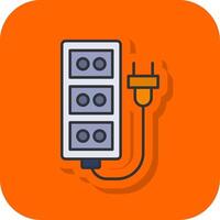 Extension Cord Filled Orange background Icon vector