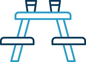 Picnic Table Line Blue Two Color Icon vector