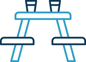 Picnic Table Line Blue Two Color Icon vector