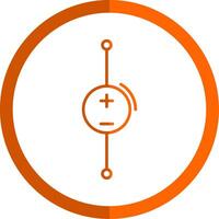 corriente continua voltaje fuente línea naranja circulo icono vector