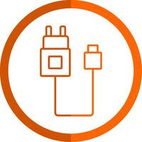 Charger Line Orange Circle Icon vector