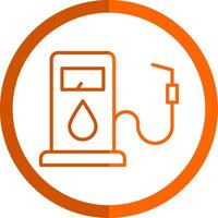 Gas Pump Line Orange Circle Icon vector