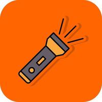 Flashlight Filled Orange background Icon vector