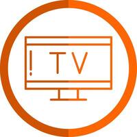 televisión línea naranja circulo icono vector