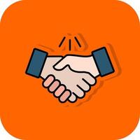 Handshake Filled Orange background Icon vector