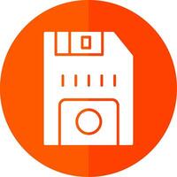 Floppy Disk Glyph Red Circle Icon vector