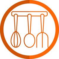 Kitchen Utensils Line Orange Circle Icon vector