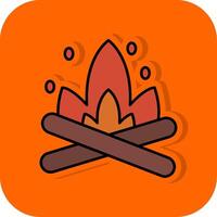 Bonfire Filled Orange background Icon vector