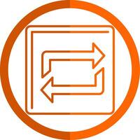 Repeat Line Orange Circle Icon vector