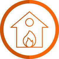 Burning House Line Orange Circle Icon vector