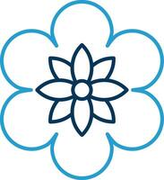 Flower Line Blue Two Color Icon vector