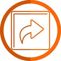 Curved Right Line Orange Circle Icon vector