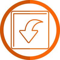 Curved Down Line Orange Circle Icon vector