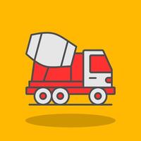 Concrete Mixer Truck Filled Shadow Icon vector