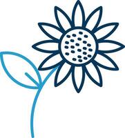 Sunflower Line Blue Two Color Icon vector