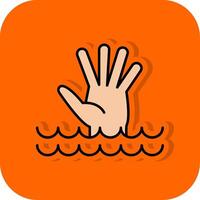 Drowning Filled Orange background Icon vector