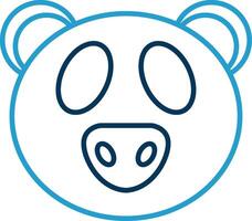 Panda Line Blue Two Color Icon vector